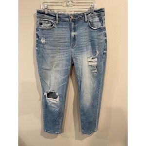 KanCan Women Size 15 31 Distressed Light Wash High Rise Frayed Hem Jeans